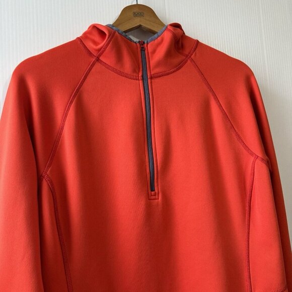 LL BEAN Mens Mountain Fleece Half Zip Orange Outdoors Sz M Regular Pullover - Picture 13 of 16
